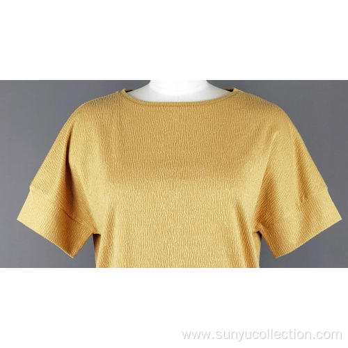 Ladie's dropped shoulder sleeve with round neck t-shirt